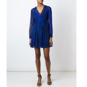 New Michael Kors Blue Leopard Print Sheer Dress